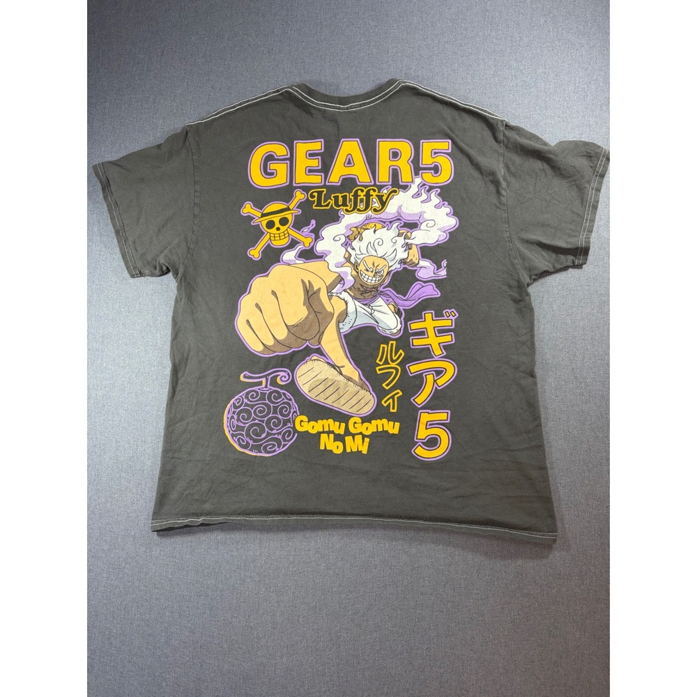 One Piece Gear 5 Luffy Graphic T-Shirt Mens Large Gray Ripple Junction BoxLunch